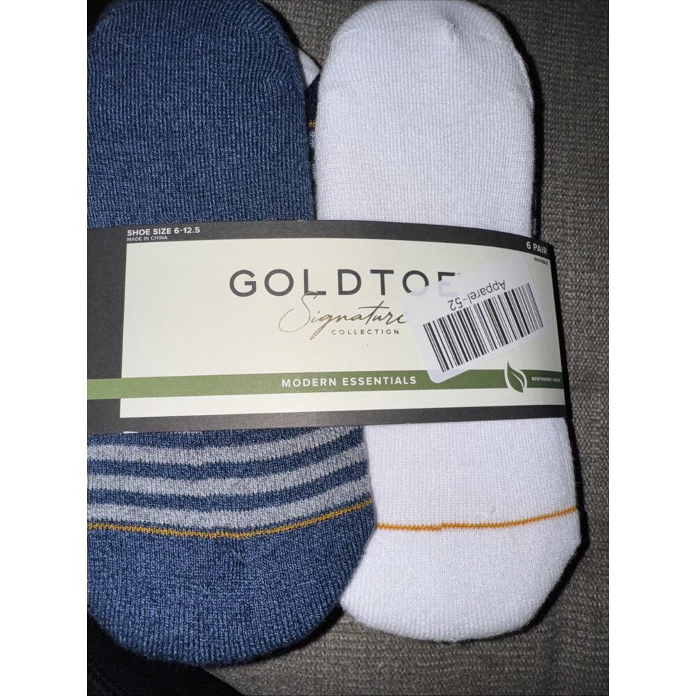 Signature Gold GOLDTOE Men's Invisible Socks MULTI Colors 6pk 6-12.5 Size